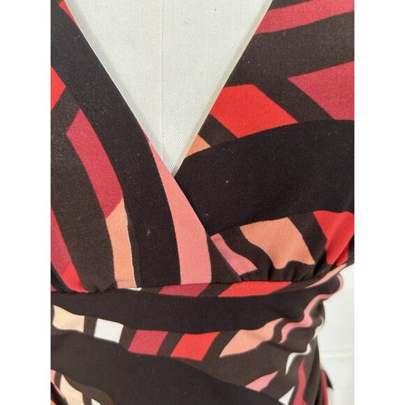 Vtg. Y2K My Michelle Groovy Halter Fit and Flare Dress Juniors Size Large Brown - Picture 2 of 9